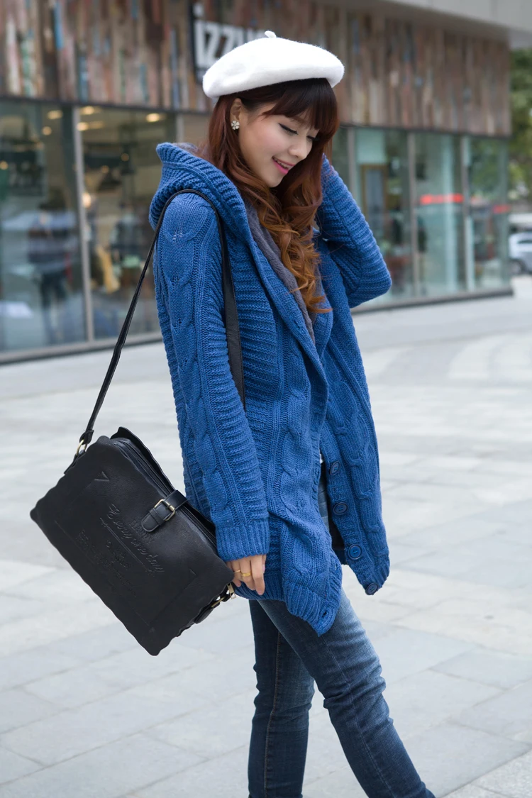 Осень-зима, толстый теплый женский свитер, вязаный крючком,, Модный повседневный женский свитер, приталенное пальто с длинным рукавом