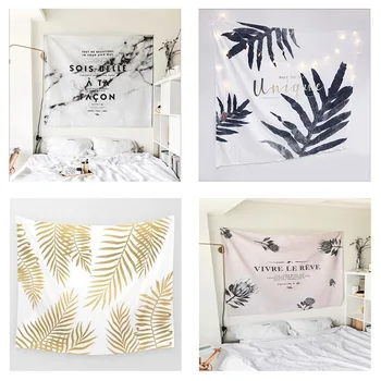 

Gold Leaves Marble Pattern Tapestry Nordic Style Living Room Bedroom Wall Hanging Tapestries Boho Wall Carpet -E
