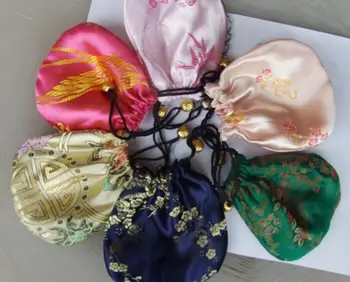 

Free shipping !110x100mm Mix China silk jewelry bags Christmas gift bag/pouch wf 46