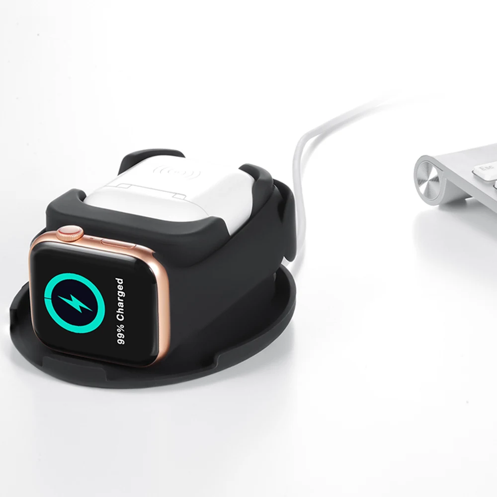 2-в-1 Подставка для зарядки док-станция для Apple Watch/Airpods Портативный Зарядное устройство для путешествий отдых жесткий обмотки ящик для хранения защитная сумка