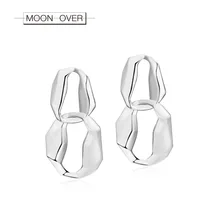 

MOON OVER Silver Color Irregular Drop Earrings For Women Punk Personality Handmade Metal Earring For Women Beauty Jewelry