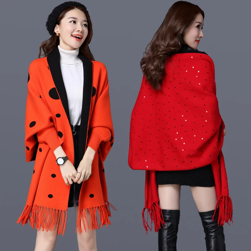 Women Lady Cashmere Shawl Scarf Dual wear Thicken Cape