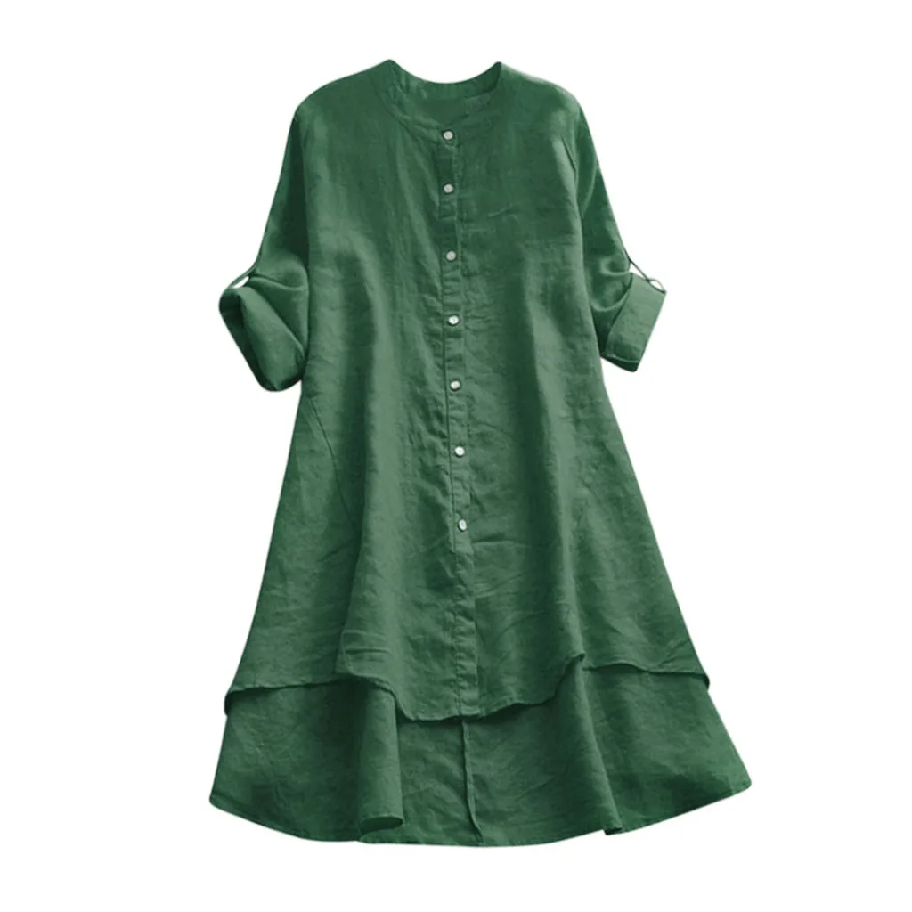 

Casual Loose Linen Women Blouse Summer Soild Button Long Sleeve Women Long Shirt Blouse Tops Blusa Roupa Feminina*