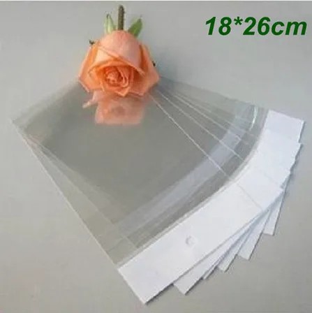 

Wholesale 100Pcs/Lot 18cm*26cm Clear Self Adhesive Seal Plastic Bag OPP Poly Bag Retail Packaging Storage Bag With Hang Hole