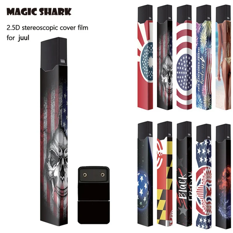 Волшебная Акула череп флаг США наклейка 3 м Кожа Наклейка "пар" подходит для Juul E электронная сигарета аксессуары удобное покрытие для Juul
