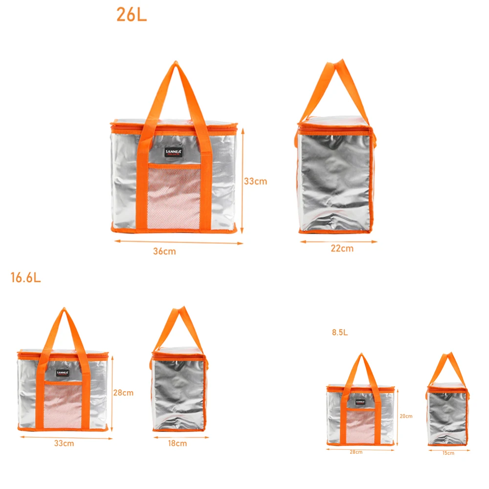 SANNE 8L/16L/26L Водонепроницаемая Термосумка из алюминиевой фольги для обеда, сумка для пикника, сумка для обеда, охлаждаемая, свежая, Портативная сумка для обеда