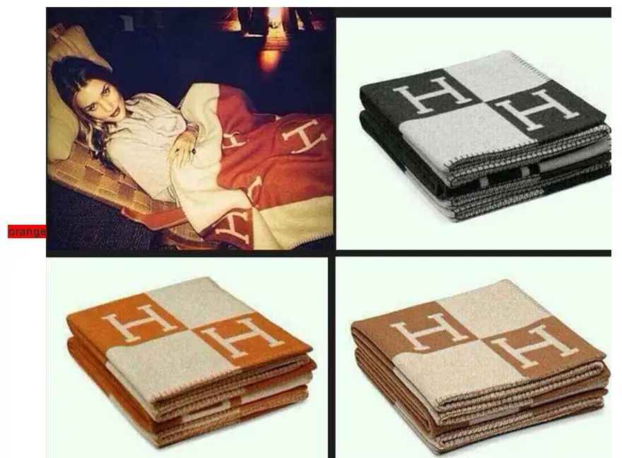 Fashion Hot Sale H Blanket 100 wool 165*145cm Brand Designer Home