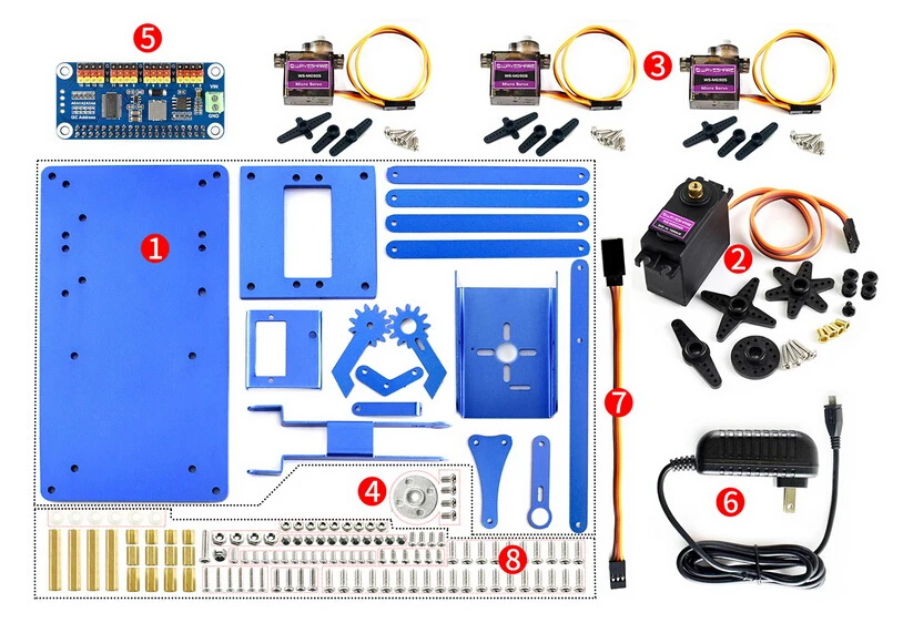 Waveshare 4-DOF металлический робот Arm Kit для Raspberry Pi, Bluetooth/WiFi Пульт дистанционного управления