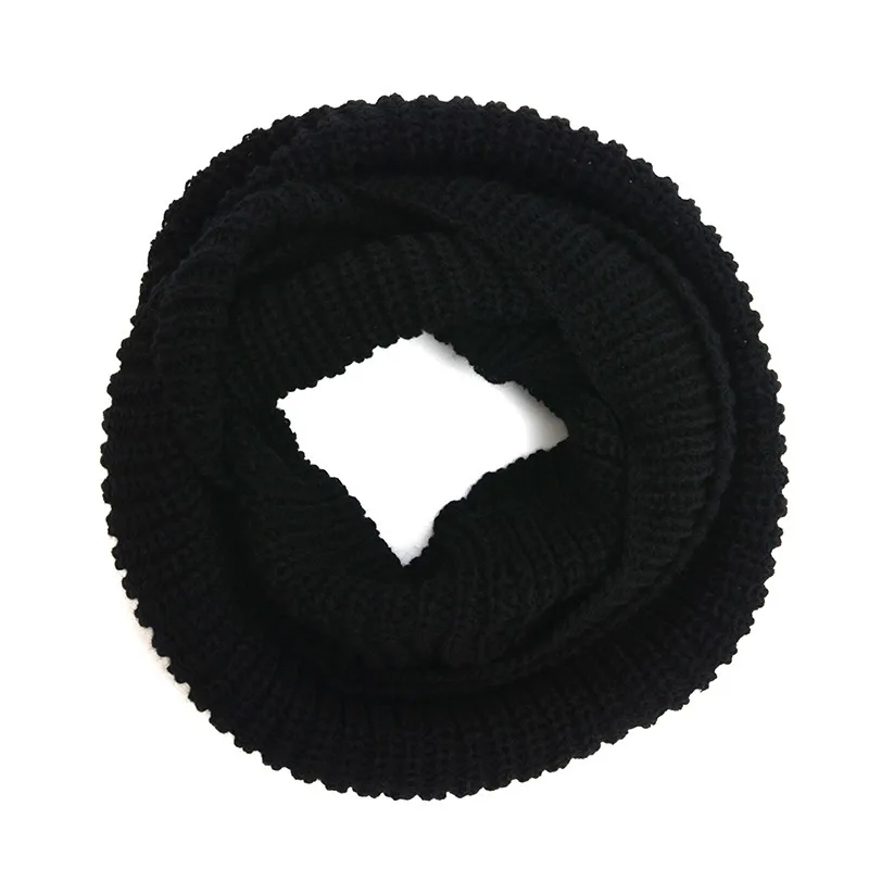 Новое поступление мужской женский красивый зимний теплый безграничный 2 круговой вязаный хомут длинный шарф шаль-Y107 - Цвет: Черный