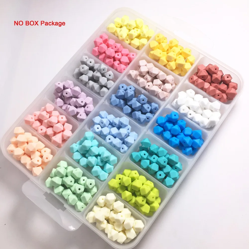 

New silicone beads Geometric candy color 100PC baby teether Mini Hexagon bead Necklace Pendant DIY nursing bracelet kids beads