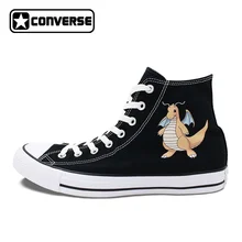 Converse Chuck Taylor Skateboarding Shoes Men Women Pokemon Dragonite Anime Canvas Sneakers White Black 2 Colors