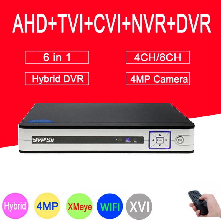 

Silver XMeye Hi3531A H264+ 4MP 4CH/8CH 6 in 1 Hybrid Coaxial TVi CVI NVR AHD CCTV DVR Surveillance Video Recoder Freeshipping
