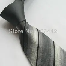Yibei мужские галстуки чистый шелк темно-серый Узел контрастный серый/черный полосатый галстук с DUPONT с тефлоновой тканью протектор