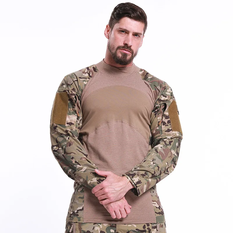 

Camo Army Camping Hiking Shirt Men US RU Soldiers Combat Tactical Shirt Military Force Multicam Camo Long Sleeve T Shirts