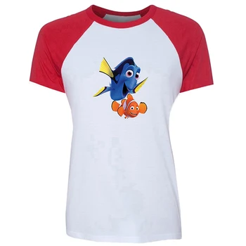 

Funny Finding Nemo Regal Blue Tang Dory Clownfish One Piece Nami Tattoo Brook Gray Design Women's Lady Print T-Shirt Graphic Tee