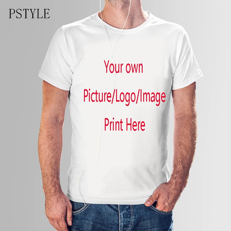 

PSTYLE 2018 Summer New Short Sleeve T-Shirt Men Customized T Shirt Print Own Design Picture Casual O-Neck Tee Shirt Brand Tops