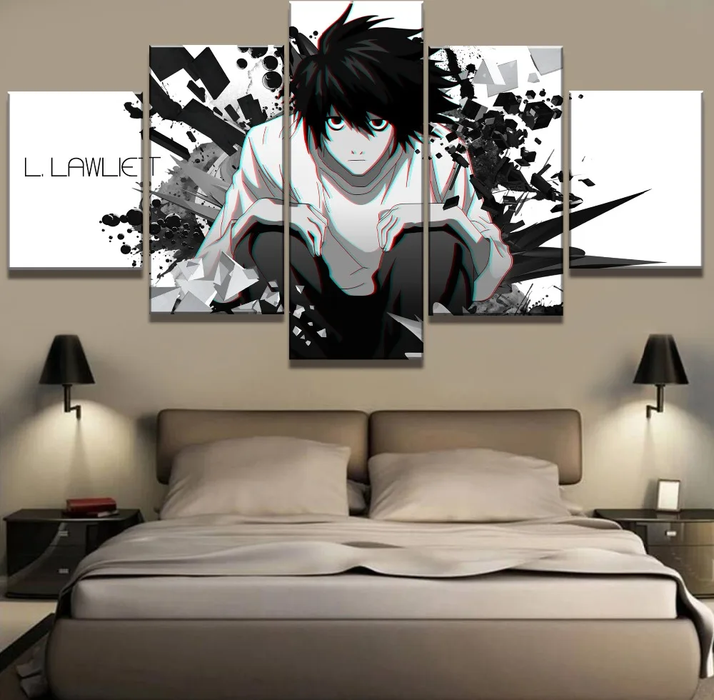 

5 Piece HD Print Large Death Note Anime Poster Cuadros Decoracion Paintings on Canvas Wall Art for Home Decorations Wall Decor