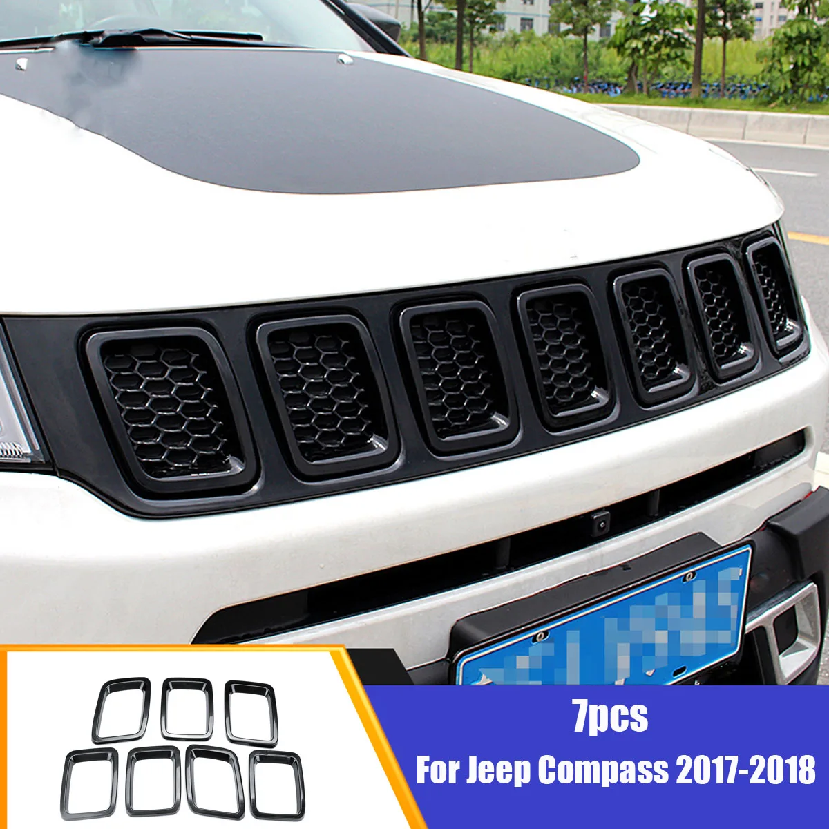 For Jeep for Compass 2017 2018 Chrome ABS Car Front Grille Protectors