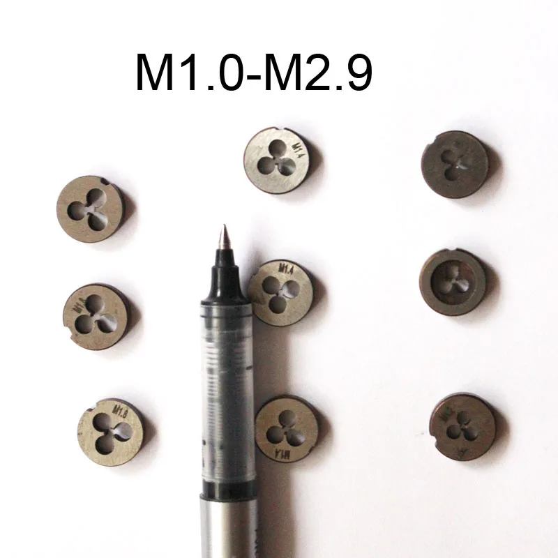 

hss round dies, micro screw dies, round threading dies M1 M1.1 M1.2 M1.3 M1.4 M1.5 M1.6 M1.7 M1.8 M2 M2.2 M2.5 M2.6 micro dies