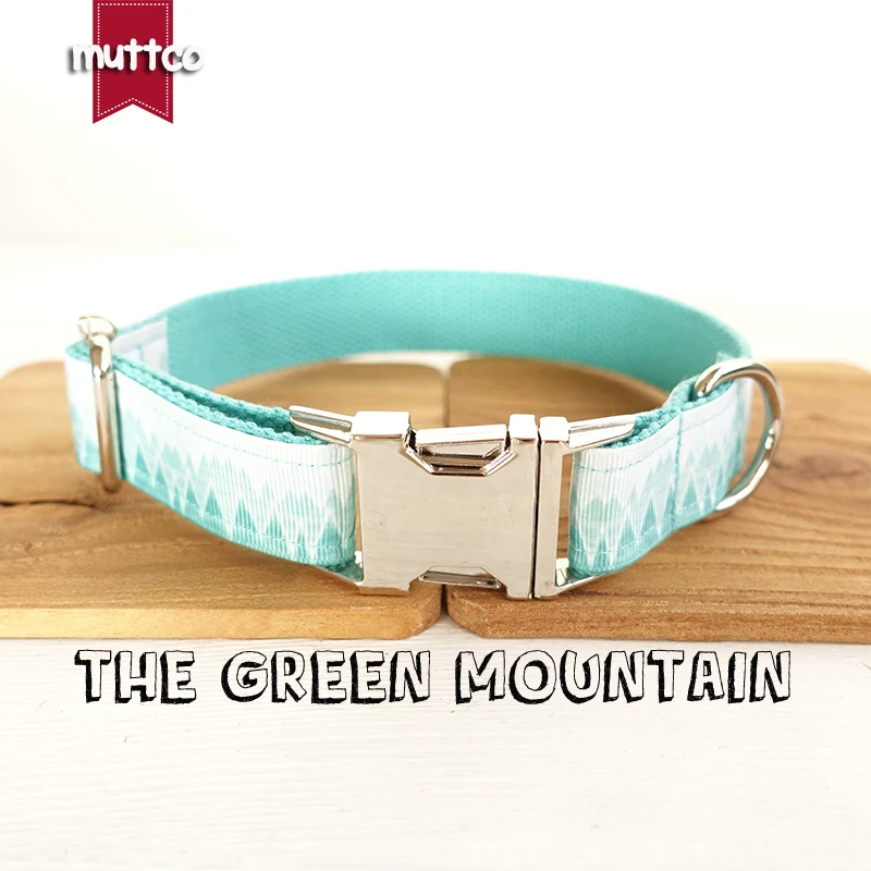 50pcs/lot MUTTCO wholesale fresh style basic dog collar THE GREEN MOUNTAIN print dog collars 5