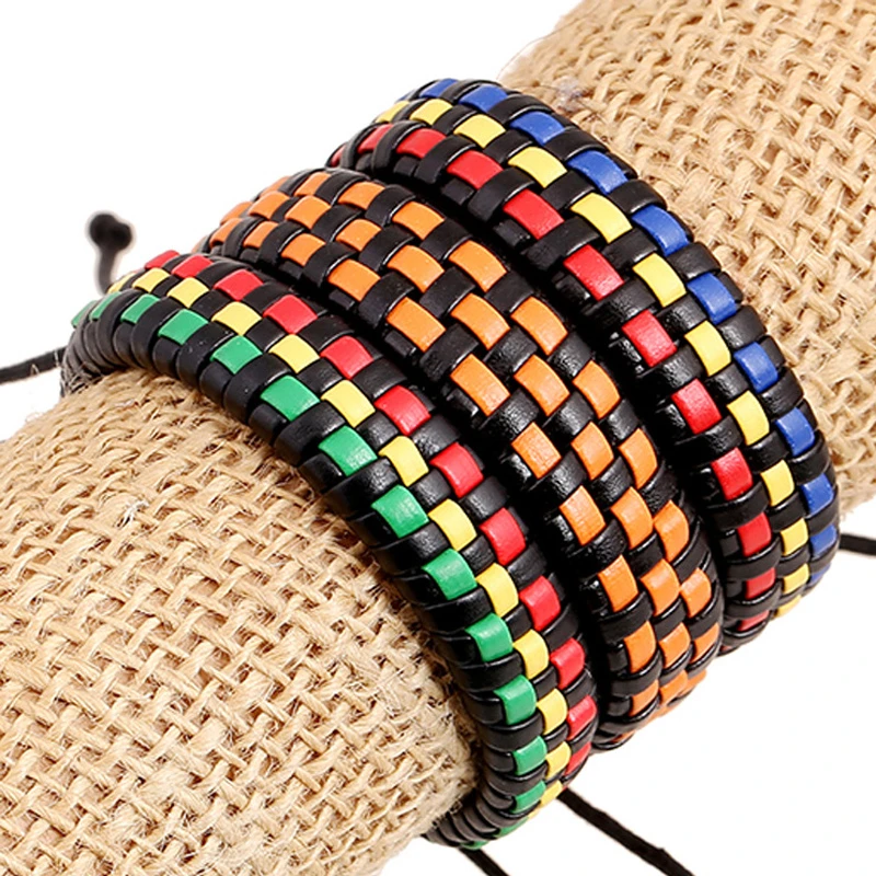 3 unids Pulseras de Moda 2017 hecho a mano de armadura cuero pulsera para hombres elástico ajustable Sorority amistad regalo|bracelets for|leather braceletleather bracelets men - AliExpress