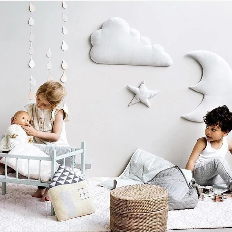 3 шт./компл. INS Nordic Стиль маленьких украшение комнаты девочки 3D Луна облако звезды стены наклейки DIY Детский орнамент реквизит для фотосессии 35