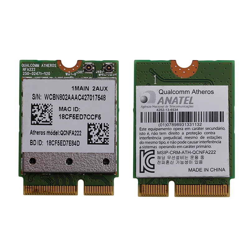 802.11n a/b/g/n QCNFA222 2,4/5 ГГц Wi Fi Bluetooth PCIe Половина мини карты для Atheros