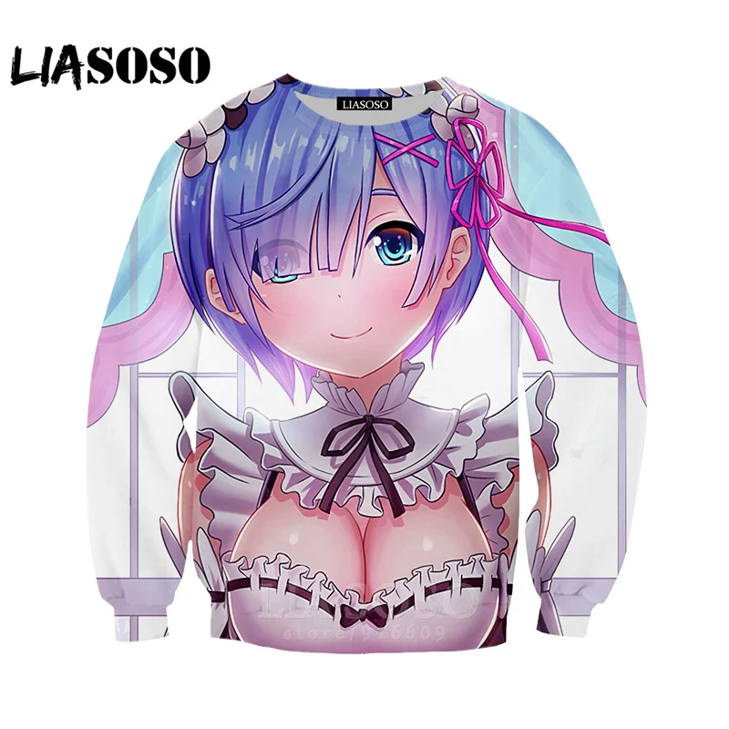 Мужские и женские толстовки с объемным принтом Re Zero Rem аниме loli толстовка модная