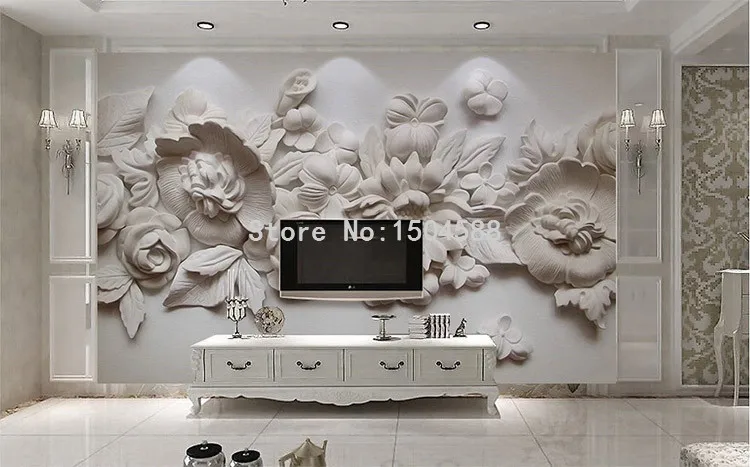 3D стерео рельефные цветы фотообои Европейский стиль спальня гостиная простой дизайн обои Papel де Parede Цветочные