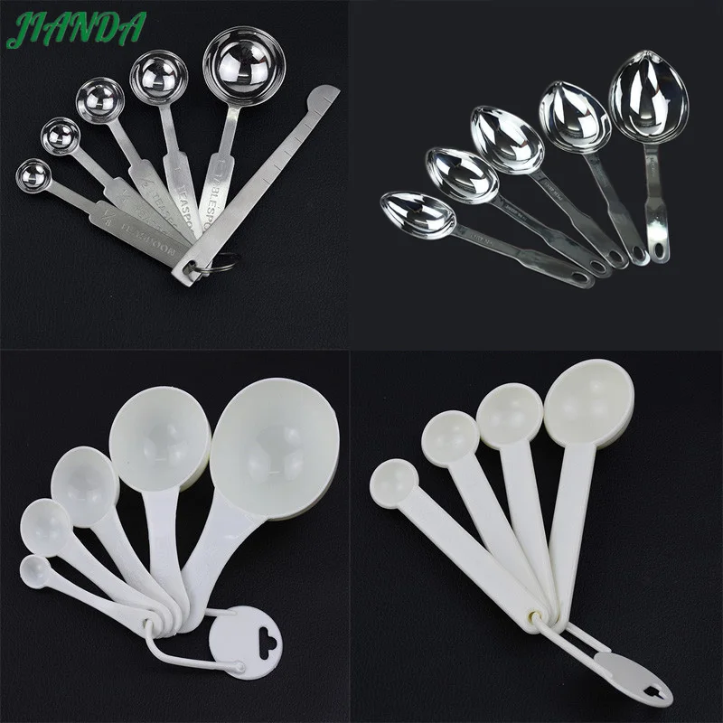 JIANDA 1 Set Stainless Steel and Rubber Measuring Spoons Kitchen Baking