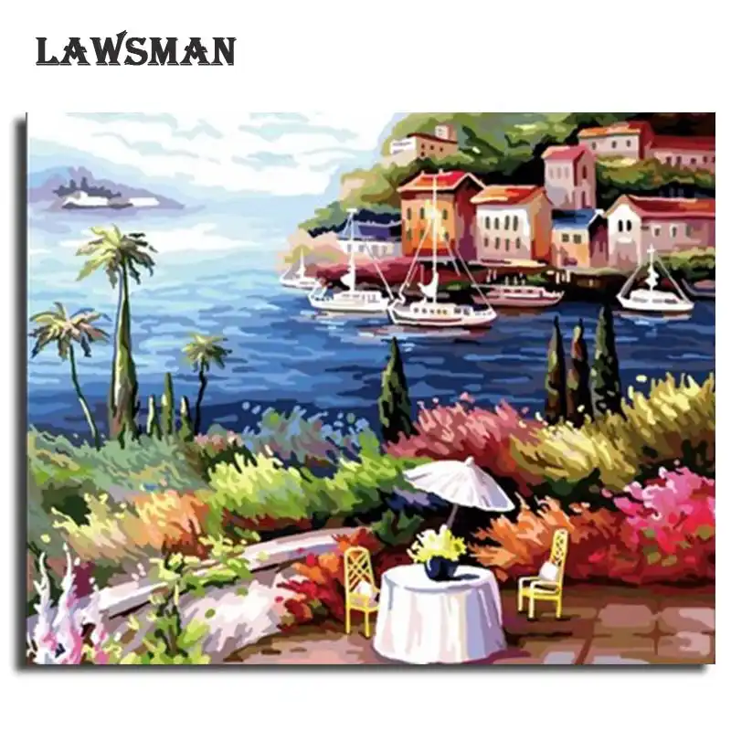 LAWSMAN framelsee diy картина маслом по номеру расписанную холст для живописи Главная