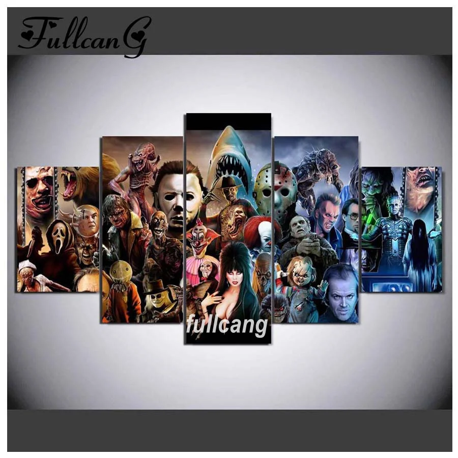 

FULLCANG Full Square Diamond Embroidery Screaming Cinema 5D Diamond Painting Cross Stitch 5PCS Mosaic Needlework D579