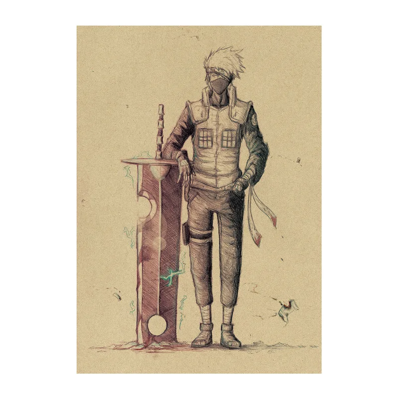 

Japanese Cartoon Comic/NARUTO T Hatake Kakashi /kraft paper/Wall stickers/bar poster/Retro Poster/decorative painting 51x35.5cm