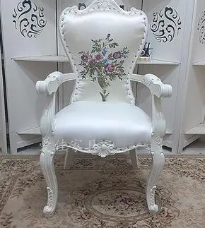 Европейский стиль обеденный стул из твердой древесины мягкий стул принцесса стул слоновой кости белый отель маникюр и переодевание стул