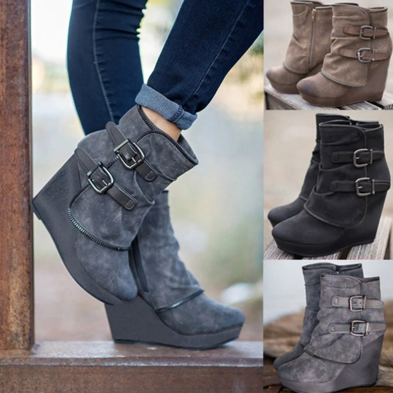 

Autumn winter fashion ladies snow boots boots with casual wedges women's booties botines mujer NB284