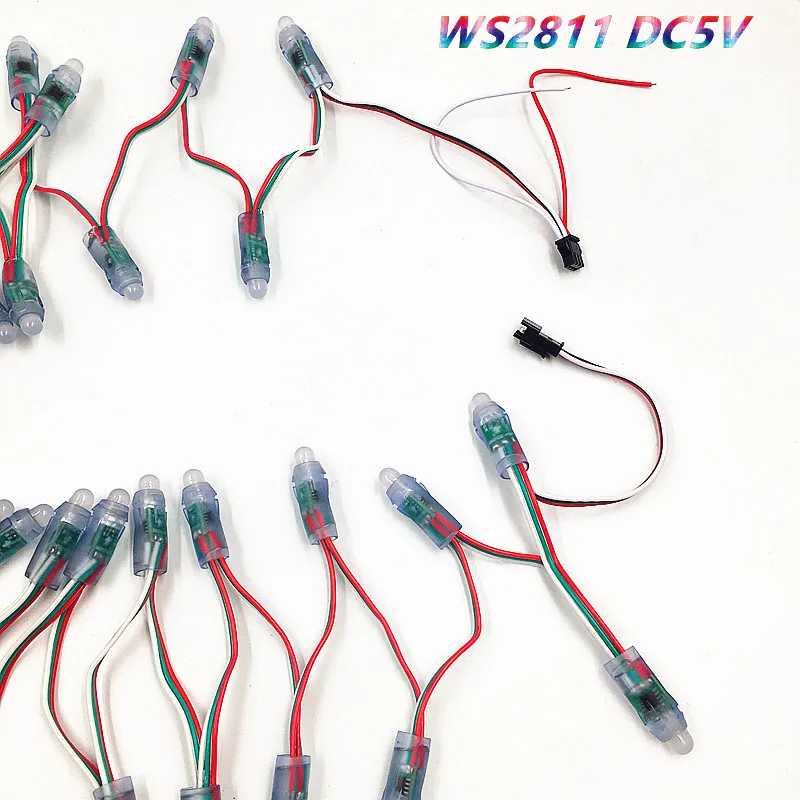 1000 шт. WS2811 12 мм RGB длиной в Пол, с бусинами Водонепроницаемый DC5V цифровой Full Цвет светодиодная точечная лампа