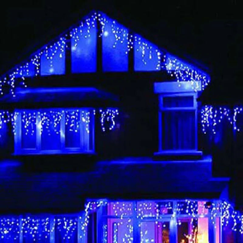 3,5 м 96 синий/фиолетовый светодиодный сосулька волны занавес, волшебные огни Рождественские гирлянды Свадебная вечеринка год макет украшения фона