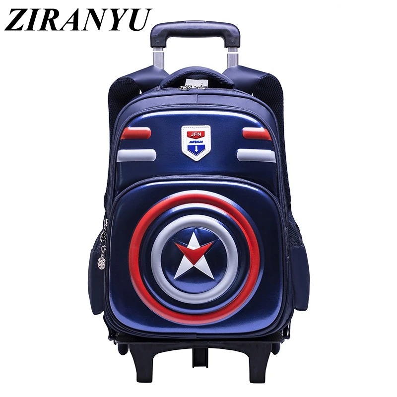 

3D waterproof luggage 5-10 year school bag On wheels students knapsack Casual rolling suitcase Children travel wheeled backpack