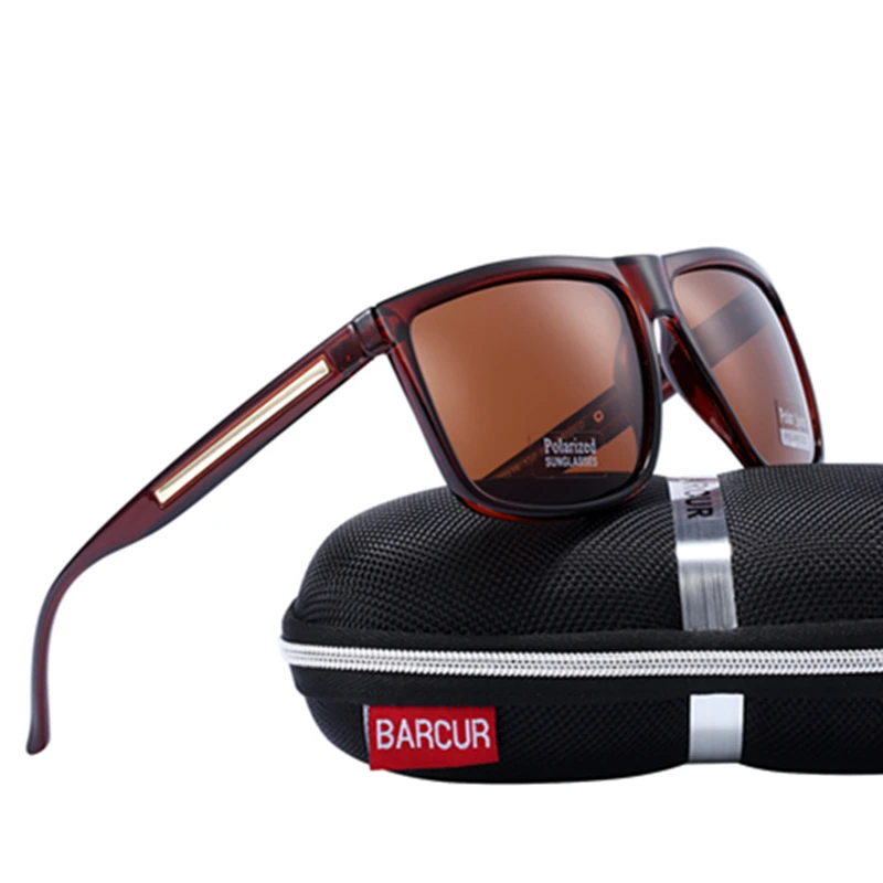 BARCUR Brand Fashion Black Sunglasses Men Polarized