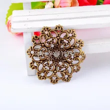Розничная 10 шт. с бронзовой филигранью под старину Цветочные Обертывания Разъемы металлические изделия для украшения DIY фурнитура 4,7x4,7 см