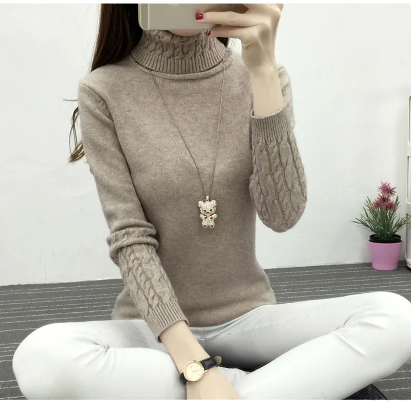 

Women Turtleneck Winter Sweater Women 2018 Long Sleeve Knitted Women Sweaters And Pullovers Female Jumper Tricot Tops YP0577