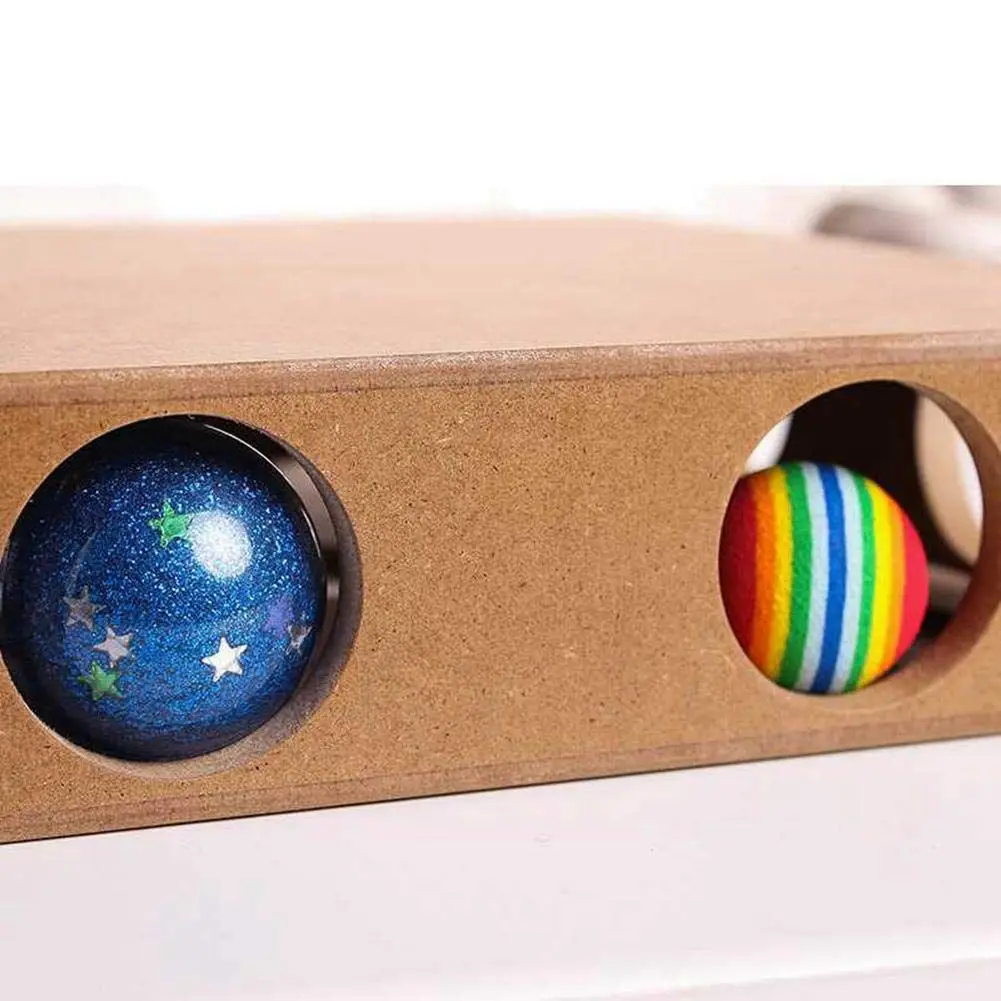Hot Interactive Cat Toy Puzzle Box Wooden Peek Play Toy Box Hide & Seek Cat Mice Toy & Puzzle Feeder Adorable Cat Toys