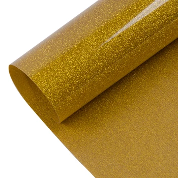 

SUNICE Glitter Heat Transfer Vinyl Film Gold Tint PU Film Iron on T-shirts Sticker Decals Hat Bag Decoration Heat Press 0.5x0.3m