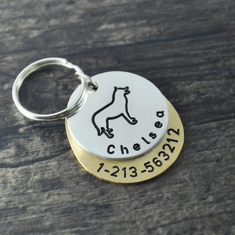 Personalized dogtags, Siberian Husky dog tag,Custom Dog ID Tag, Hand