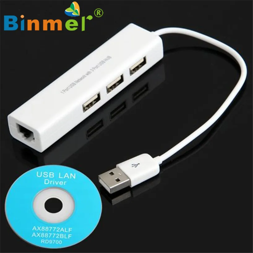Binmer модная USB к RJ45 Lan карта Ethernet сетевой адаптер кабель+ 3 порта концентратор для Win 8 7 XP Sep 15