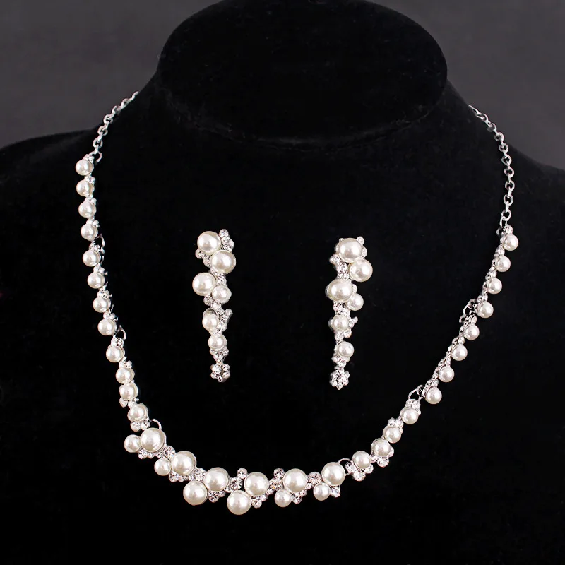 

Fashion bridal set, Zircon pearl earrings + necklace, wedding accessories set chain wholesale,CHH235