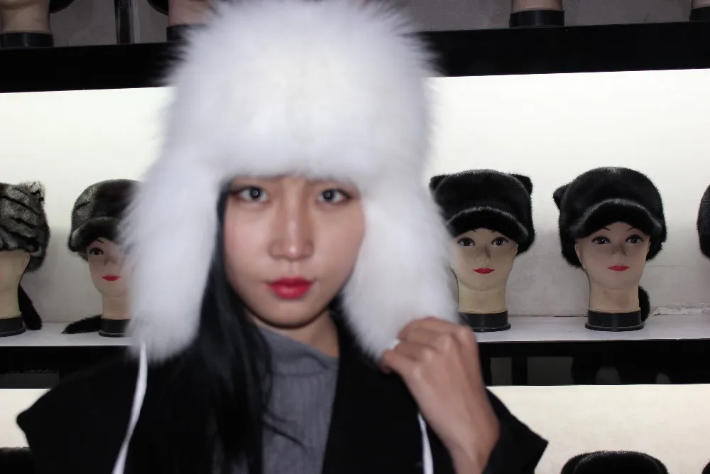 Linhaoshengyue шапка с лисьими ушками теплая теплая зимняя женская шапка натуральный Лисий Мех модная шапка