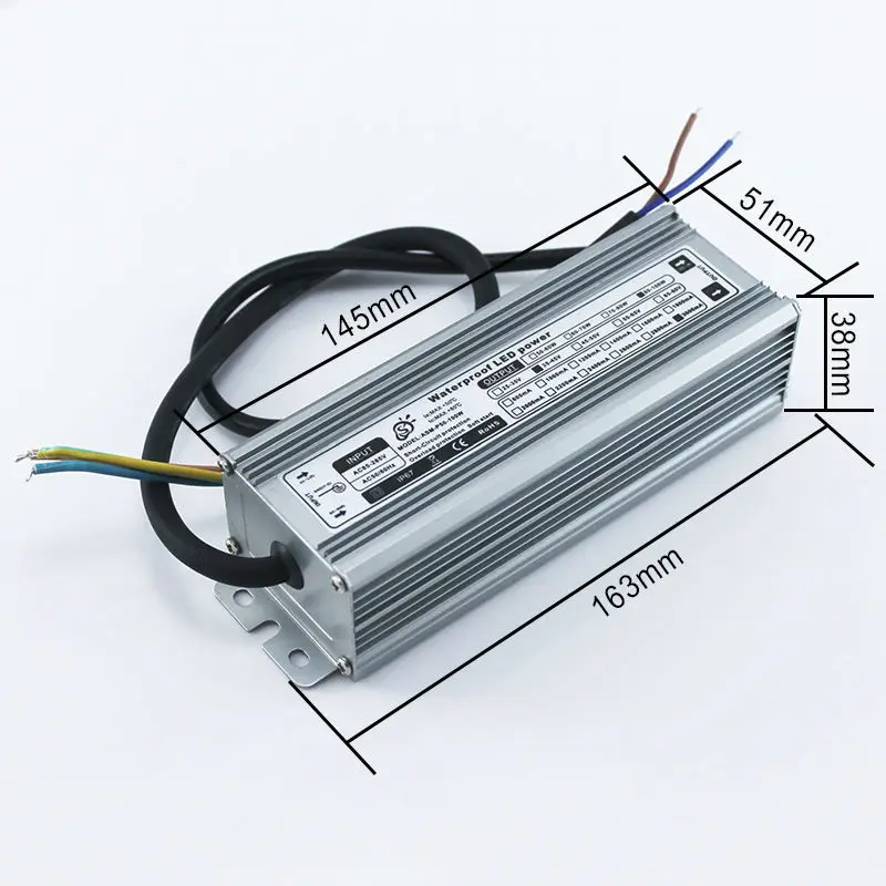 100 Вт IP65 Водонепроницаемый Светодиодный драйвер, AC85-265V до DC30-36V мА Постоянный ток питания, наружные прожекторы трансформатор