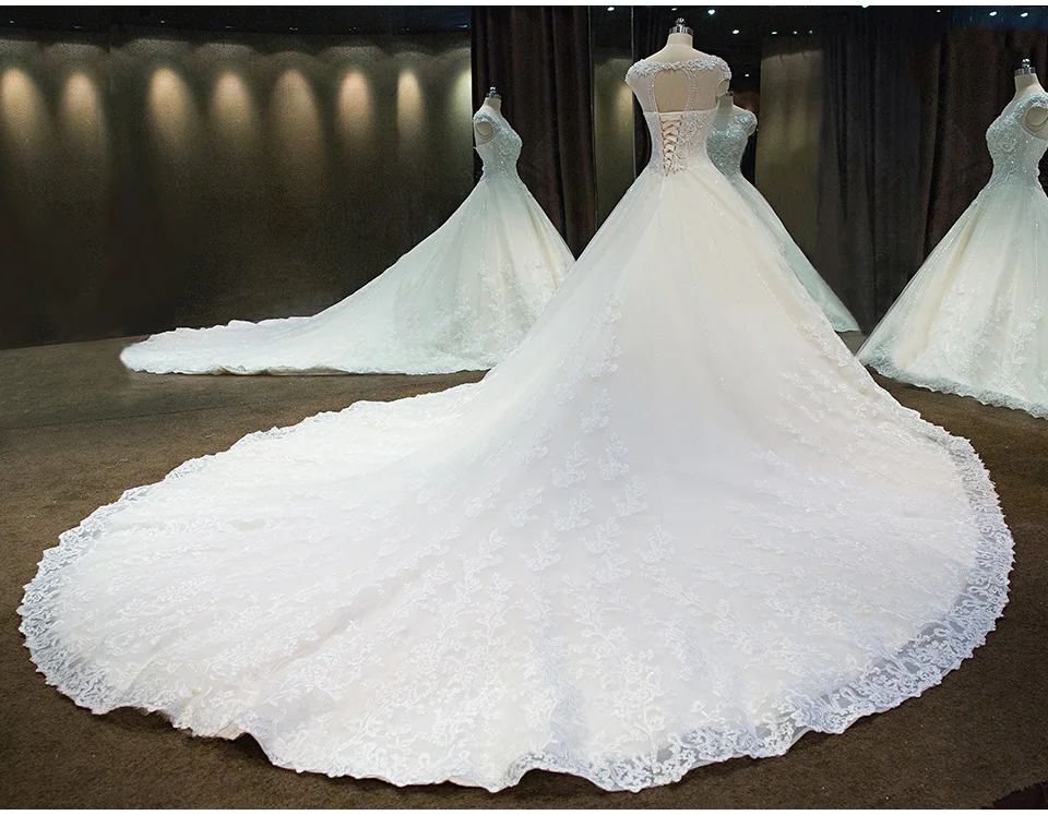 Vestido де noiva 2016 люкс бальное платье Свадебное Платье Собор Поезд Backless Кристаллы И