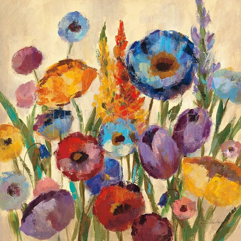 Soyut Yagliboya Cicek Bahce Tonlari Tarafindan Silvia Vassileva